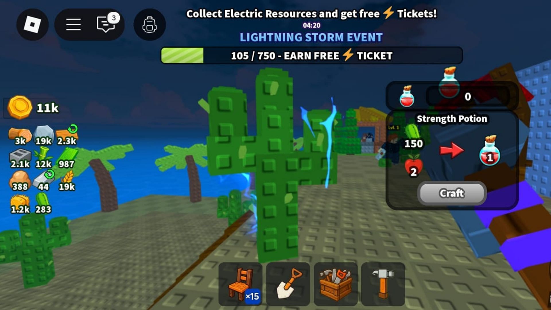 Collect electrified resources to progress in the event (Image via Roblox)